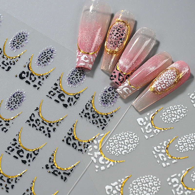 Marble leopard French Nail Stickers